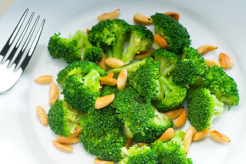 Image showing fresh sauteed broccoli and almonds