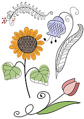 Image showing Set abstract handwork flowers 