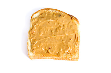 Image showing chunky peanut butter sandwich on white