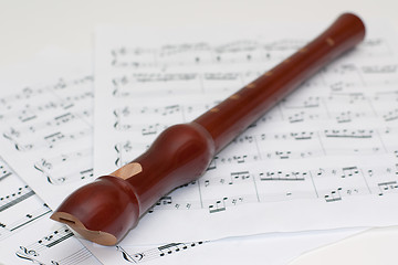 Image showing Music notes and flute