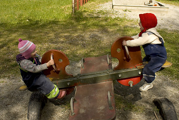 Image showing Children on seesaw