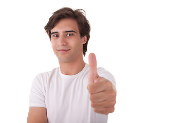 Image showing Young men with thumbs up hand sign