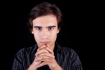 Image showing Portrait of a young business man thinking