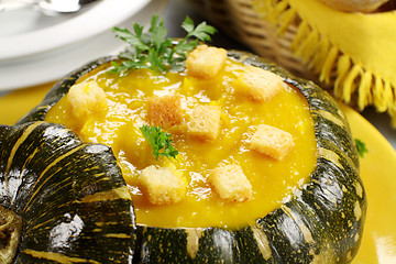 Image showing Pumpkin Soup With Croutons