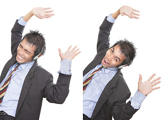 Image showing Cheering successful telemarketer