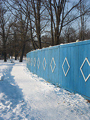 Image showing Blue fence