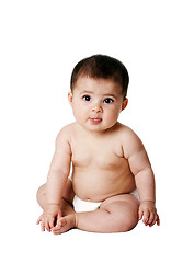 Image showing Cute happy baby infant sitting, isolated.