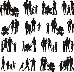 Image showing Set of family silhouetted