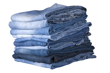 Image showing blue jeans stack