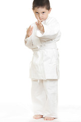 Image showing Serious little karate kid