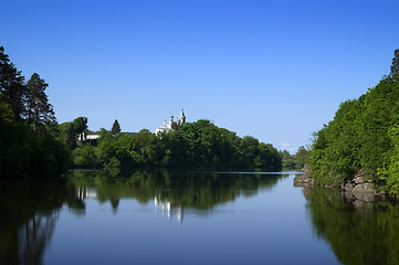 Image showing Monastery on the river bank