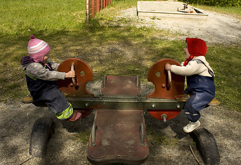 Image showing Children on seesaw