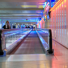 Image showing airport walkway pink