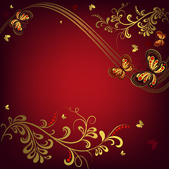 Image showing Decorative red floral frame