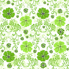 Image showing Seamless green floral pattern