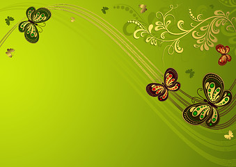 Image showing Decorative green floral frame