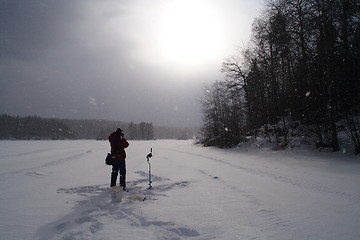 Image showing Photographing the evening sun