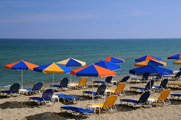 Image showing Bright Umbrellas on the Beach
