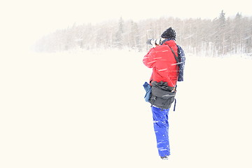 Image showing Photographing in a snowstorm