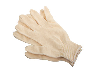 Image showing Two white textile glove.