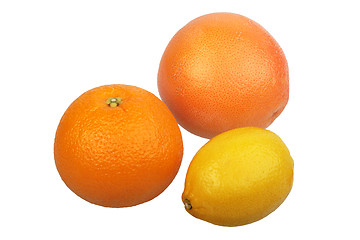 Image showing Orange, grapefruit and yellow lemon.