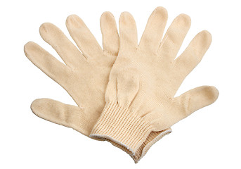 Image showing Two white textile glove.