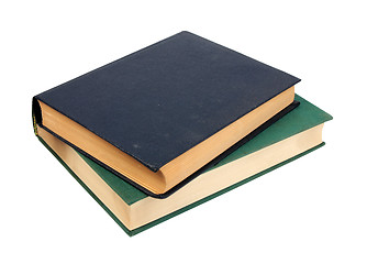 Image showing Green and dark blue two old books.