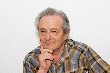 Image showing Elderly man with thoughtful expression 