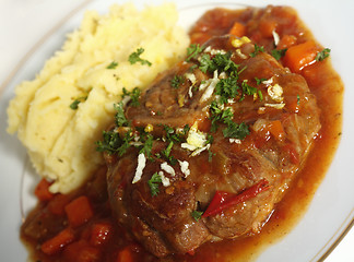 Image showing Ossobuco meal angled view