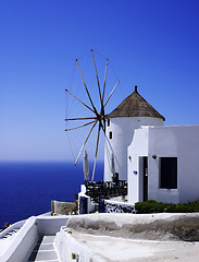 Image showing Windmill and path on Santorini