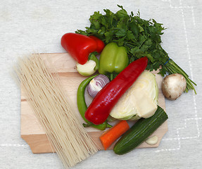 Image showing Pasta and vegtables