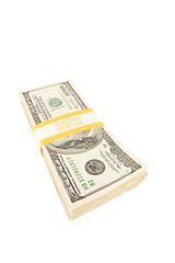 Image showing Stack of One Hundred Dollar Bills Isolated