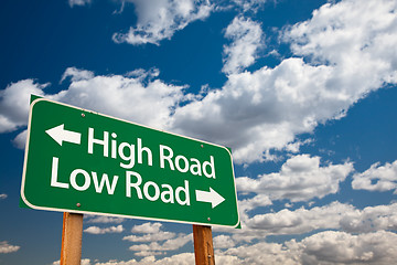 Image showing High Road, Low Road Green Road Sign