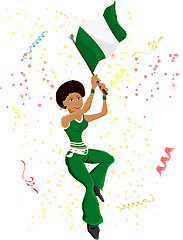 Image showing Black Girl Nigeria Soccer Fan with flag.