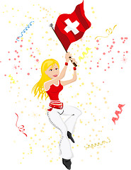 Image showing Switzerland Soccer Fan with flag. 