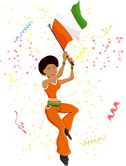 Image showing Black Girl Ivory Coast Soccer Fan with flag.