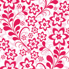 Image showing Seamless pink floral pattern