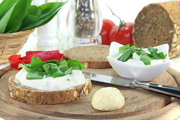 Image showing Cottage cheese bread with wild garlic