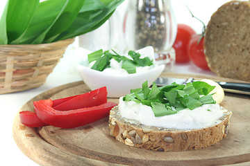 Image showing Cottage cheese bread with wild garlic