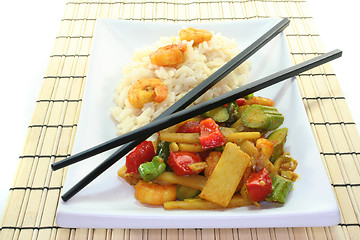 Image showing Rice with asian shrimp