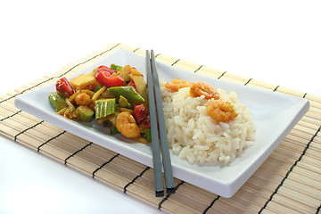 Image showing Rice with asian shrimp