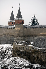 Image showing Wall and tower of fortress