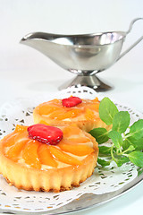 Image showing Apricot tart with lemon balm