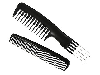 Image showing Two black professional combs.