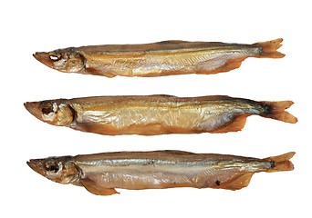 Image showing Group of three a smoked golden fishs.