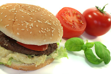 Image showing Hamburger with fresh vegetables