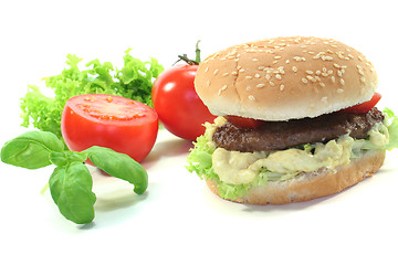 Image showing Hamburger with fresh vegetables