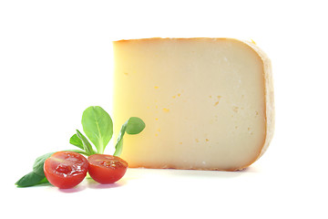 Image showing Piece of cheese with tomato