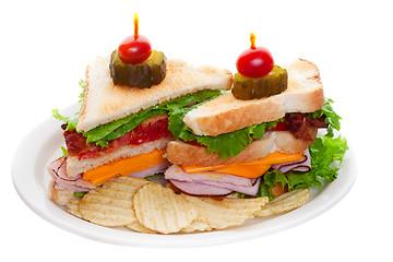 Image showing Club sandwich on white