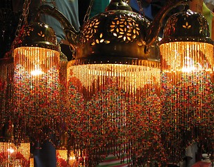 Image showing Colorful Turkish lamps in the Grand Bazaar, Istanbul, Turkey